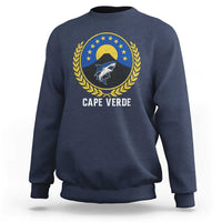Cape Verde Volcano Blue Sharks Gold Laurel Crest Graphic Sweatshirt Retro Cabo Verde Heritage Pride