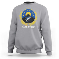 Cape Verde Volcano Blue Sharks Gold Laurel Crest Graphic Sweatshirt Retro Cabo Verde Heritage Pride