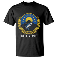 Cape Verde Volcano Blue Sharks Gold Laurel Crest Graphic T Shirt Retro Cabo Verde Heritage Pride