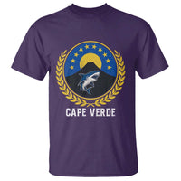 Cape Verde Volcano Blue Sharks Gold Laurel Crest Graphic T Shirt Retro Cabo Verde Heritage Pride