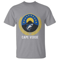 Cape Verde Volcano Blue Sharks Gold Laurel Crest Graphic T Shirt Retro Cabo Verde Heritage Pride