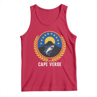 Cape Verde Volcano Blue Sharks Gold Laurel Crest Graphic Tank Top Retro Cabo Verde Heritage Pride