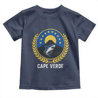 Cape Verde Volcano Blue Sharks Gold Laurel Crest Graphic Toddler T Shirt Retro Cabo Verde Heritage Pride