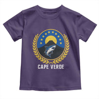 Cape Verde Volcano Blue Sharks Gold Laurel Crest Graphic Toddler T Shirt Retro Cabo Verde Heritage Pride