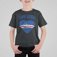 Cape Verde Scribble Flag Heart National Pride T Shirt For Kid Cabo Verde Love