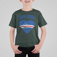 Cape Verde Scribble Flag Heart National Pride T Shirt For Kid Cabo Verde Love