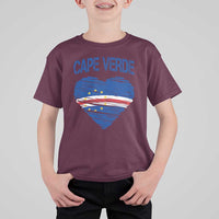 Cape Verde Scribble Flag Heart National Pride T Shirt For Kid Cabo Verde Love