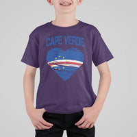 Cape Verde Scribble Flag Heart National Pride T Shirt For Kid Cabo Verde Love