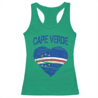 Cape Verde Scribble Flag Heart National Pride Racerback Tank Top Cabo Verde Love