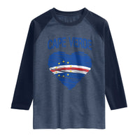 Cape Verde Scribble Flag Heart National Pride Raglan Shirt Cabo Verde Love