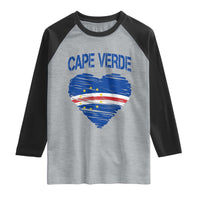 Cape Verde Scribble Flag Heart National Pride Raglan Shirt Cabo Verde Love