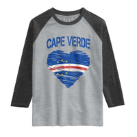 Cape Verde Scribble Flag Heart National Pride Raglan Shirt Cabo Verde Love