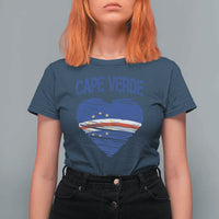 Cape Verde Scribble Flag Heart National Pride T Shirt For Women Cabo Verde Love