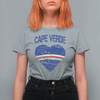 Cape Verde Scribble Flag Heart National Pride T Shirt For Women Cabo Verde Love