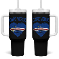 Cape Verde Scribble Flag Heart National Pride Tumbler With Handle Cabo Verde Love