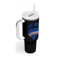 Cape Verde Scribble Flag Heart National Pride Tumbler With Handle Cabo Verde Love