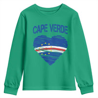 Cape Verde Scribble Flag Heart National Pride Youth Sweatshirt Cabo Verde Love