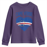 Cape Verde Scribble Flag Heart National Pride Youth Sweatshirt Cabo Verde Love