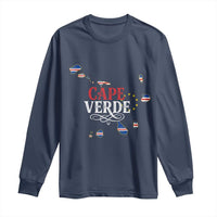 Cabo Verde Islands Flag Map Long Sleeve Shirt Cape Verde Vintage Pride