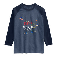 Cabo Verde Islands Flag Map Raglan Shirt Cape Verde Vintage Pride