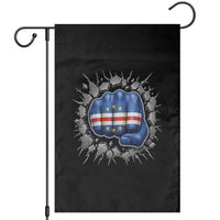 Cape Verde Flag Fist Power Stone Wall Break Graphic Garden Flag Cabo Verde Strong Roots National Pride