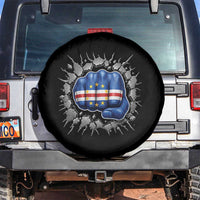 Cape Verde Flag Fist Power Stone Wall Break Graphic Spare Tire Cover Cabo Verde Strong Roots National Pride