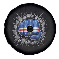 Cape Verde Flag Fist Power Stone Wall Break Graphic Spare Tire Cover Cabo Verde Strong Roots National Pride