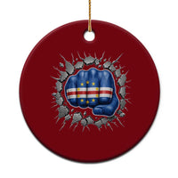 Cape Verde Flag Fist Power Stone Wall Break Graphic Ceramic Ornament Cabo Verde Strong Roots National Pride