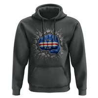 Cape Verde Flag Fist Power Stone Wall Break Graphic Hoodie Cabo Verde Strong Roots National Pride