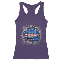 Cape Verde Flag Fist Power Stone Wall Break Graphic Racerback Tank Top Cabo Verde Strong Roots National Pride