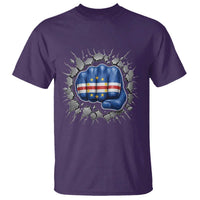 Cape Verde Flag Fist Power Stone Wall Break Graphic T Shirt Cabo Verde Strong Roots National Pride