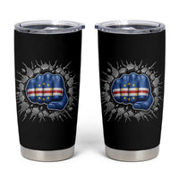 Cape Verde Flag Fist Power Stone Wall Break Graphic Tumbler Cup Cabo Verde Strong Roots National Pride