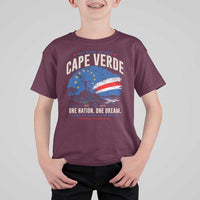 Cape Verde Small Islands Big Hearts Pride T Shirt For Kid Cabo Verde One Nation One Dream Distressed Flag