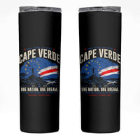 Cape Verde Small Islands Big Hearts Pride Skinny Tumbler Cabo Verde One Nation One Dream Distressed Flag