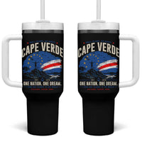 Cape Verde Small Islands Big Hearts Pride Tumbler With Handle Cabo Verde One Nation One Dream Distressed Flag