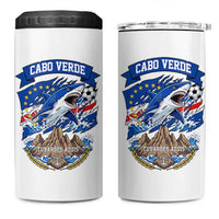 Cabo Verde Tubarões Azuis Soccer Pride 4 in 1 Can Cooler Tumbler Cape Verde Blue Sharks Football Fans