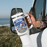 Cabo Verde Tubarões Azuis Soccer Pride Tumbler With Handle Cape Verde Blue Sharks Football Fans