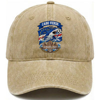 Cabo Verde Tubarões Azuis Soccer Pride Washed Cotton Baseball Cap Cape Verde Blue Sharks Football Fans