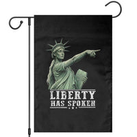 Liberty Has Spoken Pointing Statue Parody Garden Flag Funny Sarcastic Basketball Sports Viral Meme Americana