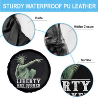 Liberty Has Spoken Pointing Statue Parody Spare Tire Cover Funny Sarcastic Basketball Sports Viral Meme Americana