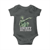 Liberty Has Spoken Pointing Statue Parody Baby Onesie Funny Sarcastic Basketball Sports Viral Meme Americana