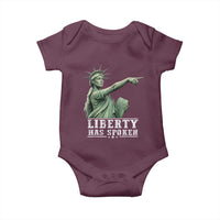 Liberty Has Spoken Pointing Statue Parody Baby Onesie Funny Sarcastic Basketball Sports Viral Meme Americana