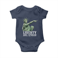 Liberty Has Spoken Pointing Statue Parody Baby Onesie Funny Sarcastic Basketball Sports Viral Meme Americana