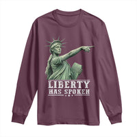 Liberty Has Spoken Pointing Statue Parody Long Sleeve Shirt Funny Sarcastic Basketball Sports Viral Meme Americana