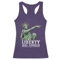 Liberty Has Spoken Pointing Statue Parody Racerback Tank Top Funny Sarcastic Basketball Sports Viral Meme Americana