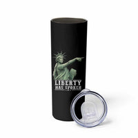Liberty Has Spoken Pointing Statue Parody Skinny Tumbler Funny Sarcastic Basketball Sports Viral Meme Americana