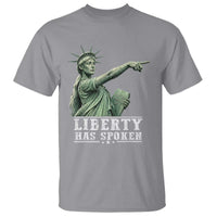 Liberty Has Spoken Pointing Statue Parody T Shirt Funny Sarcastic Basketball Sports Viral Meme Americana