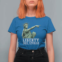 Liberty Has Spoken Pointing Statue Parody T Shirt For Women Funny Sarcastic Basketball Sports Viral Meme Americana