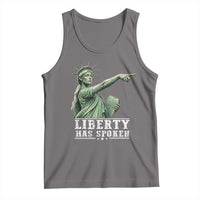 Liberty Has Spoken Pointing Statue Parody Tank Top Funny Sarcastic Basketball Sports Viral Meme Americana