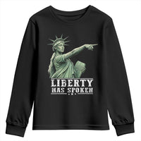 Liberty Has Spoken Pointing Statue Parody Youth Sweatshirt Funny Sarcastic Basketball Sports Viral Meme Americana
